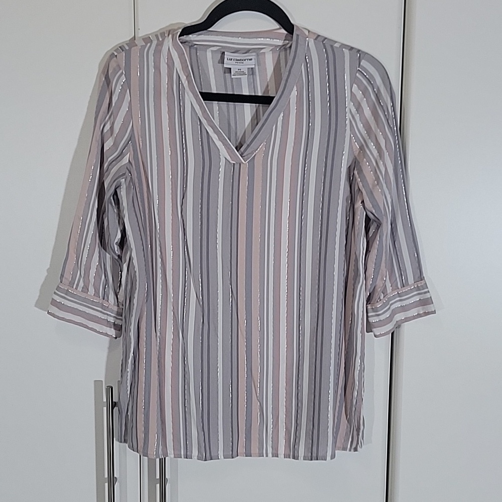 Liz Claiborne  3/4 sleeve top w/shimmer size PS